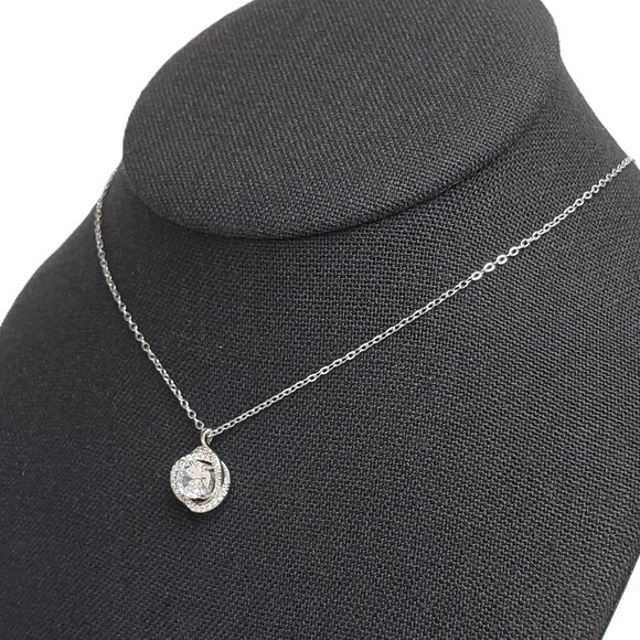 925 Sterling Silver Womens Round 2ct Diamond Pendant Necklace Ladies New Jewelry - Picture 7 of 8